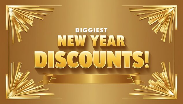 Golden New Year Discounts Advertisement Featuring Festive Design
