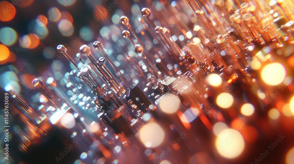 Poster a macro shot of microchip components under a microscope, revealing tiny transistors and connections 
