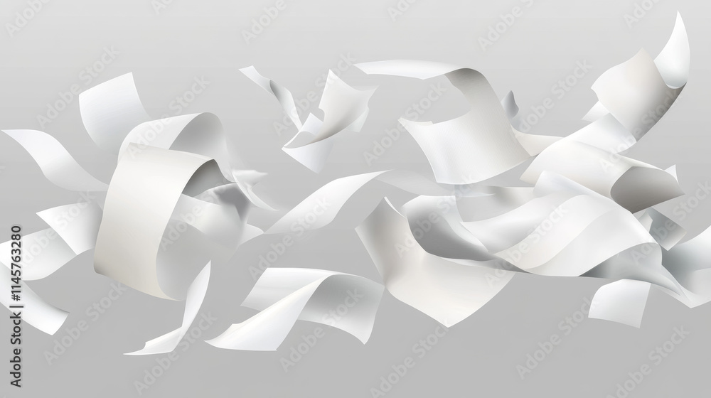 Poster 3d isolated fly white paper sheet. fall document page on transparent background in vector. realistic