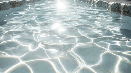 Sunlit water ripples in a calm pool.