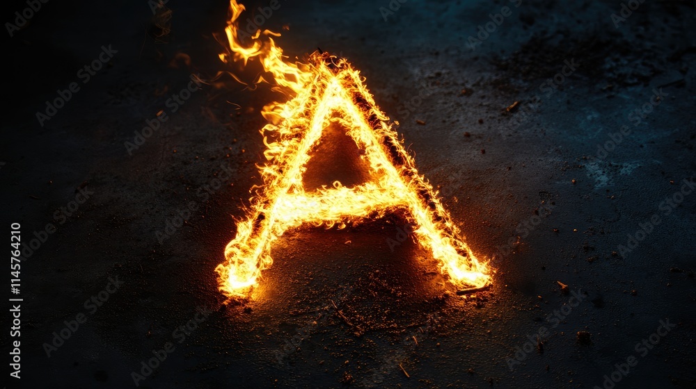 Poster fiery torch light letter a on a dark background creating a bold and striking visual effect for artis