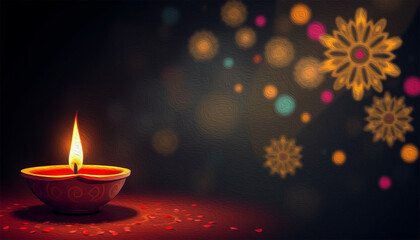 Happy Diwali illustration. Pattern for banners, covers, greeting cards, for printing on wall decorations.