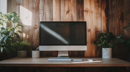 Modern Minimalist Home Office Setup with Plants