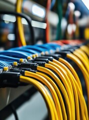 Fototapeta premium Close-up of colorful electrical wires and connectors