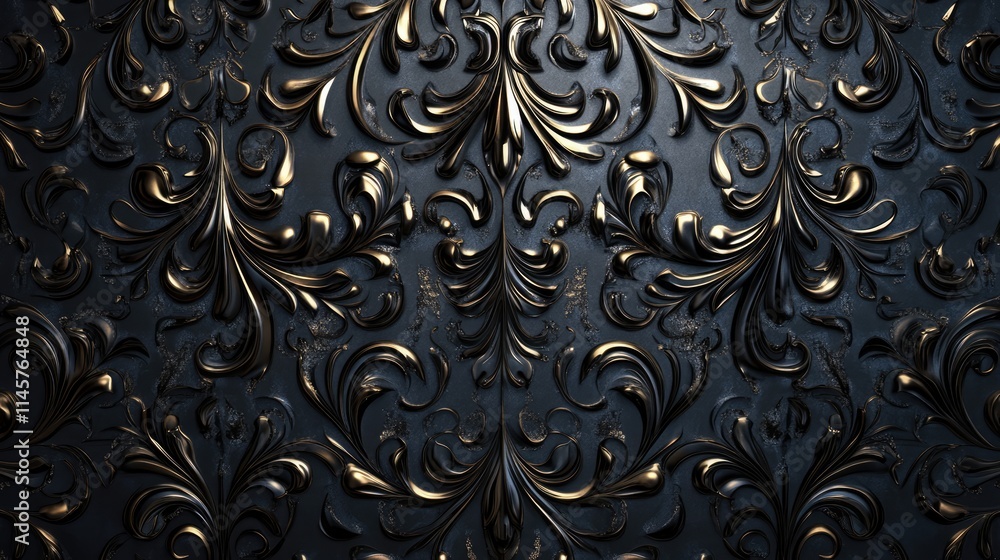 Aufkleber elegant glossy texture background featuring intricate floral patterns in dark tones for upscale desi