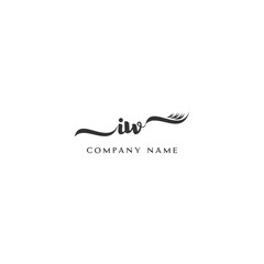 Minimalist IW Logo Design with Abstract Feather Element