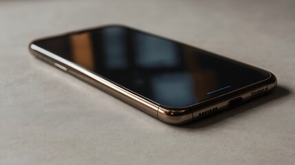 Minimalist Smartphone on Neutral Background with Subtle Reflections