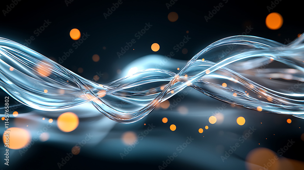 Poster dynamic flow of light and energy abstract art digital creation dark background close-up perspective 