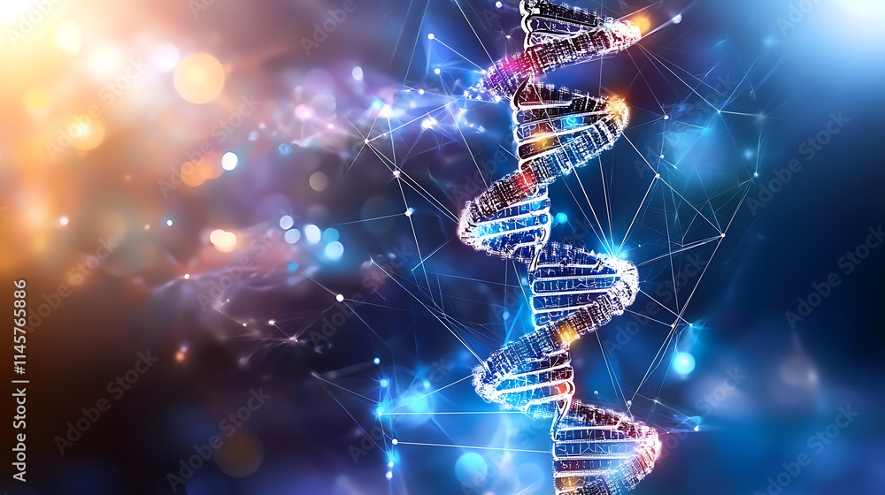 Poster innovative dna structure research unveiled in a high-tech lab digital art visualization science envi