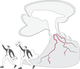 Volcanic eruption businessman quickly escaped