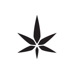 Marijuana leaf vector black symbol on white background for commercial business medical cannabis health services website 