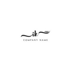 Fototapeta premium Minimalist IK Logo Design with Abstract Feather Element