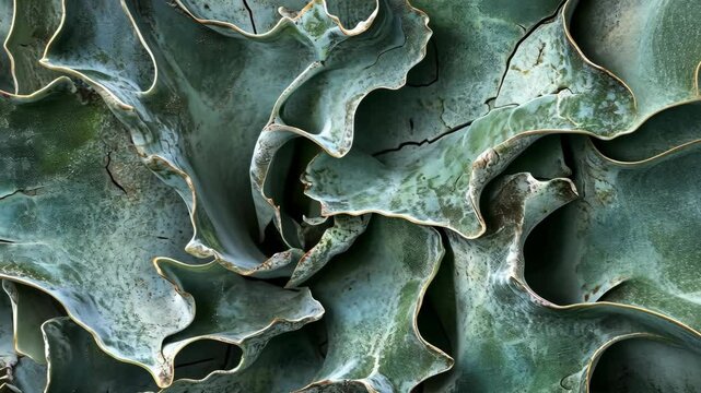 Unique textures of agave leaves highlighting their intricate shapes and natural patterns in a warm desert environment