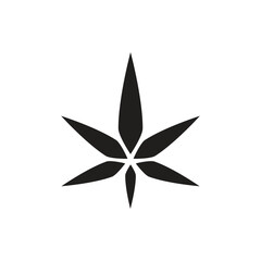 Marijuana leaf vector black symbol on white background for commercial business medical cannabis health services website 