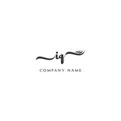 Minimalist IQ Logo Design with Abstract Feather Element