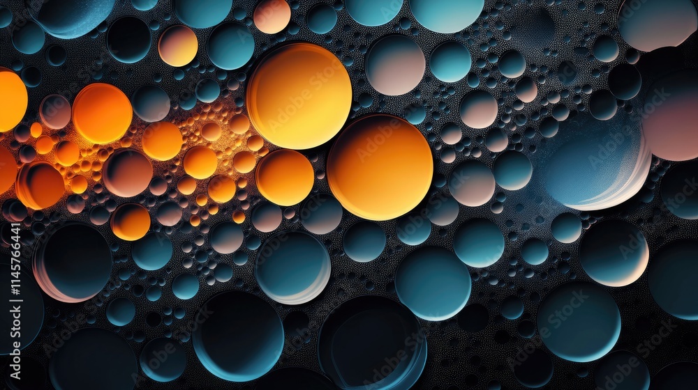Poster abstract composition of colorful spheres in a futuristic design representing modern technology and i