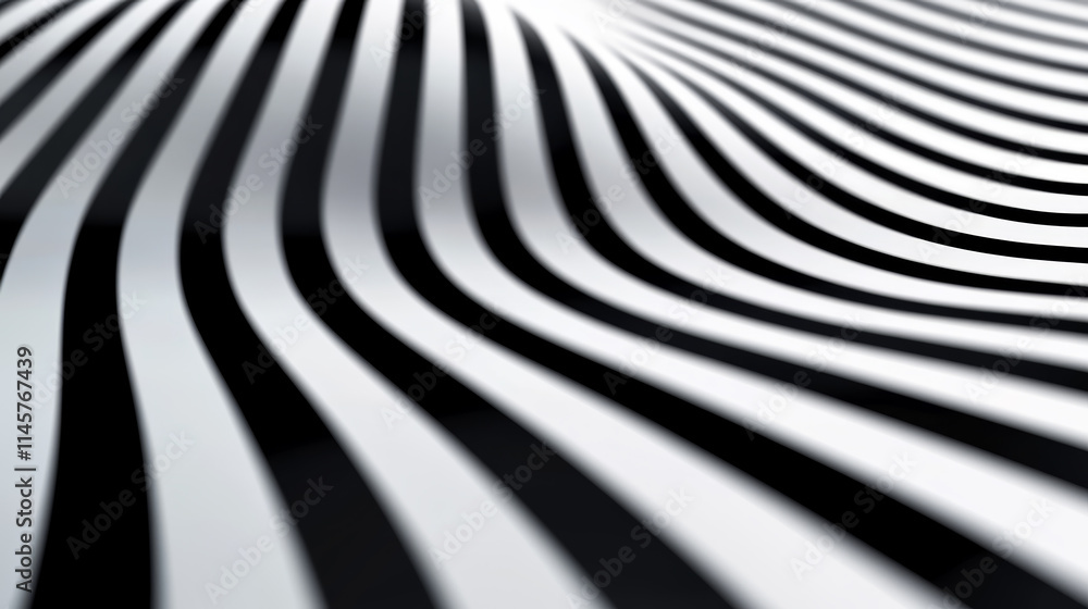 Poster black and white striped pattern creating a mesmerizing wave effect on a smooth surface