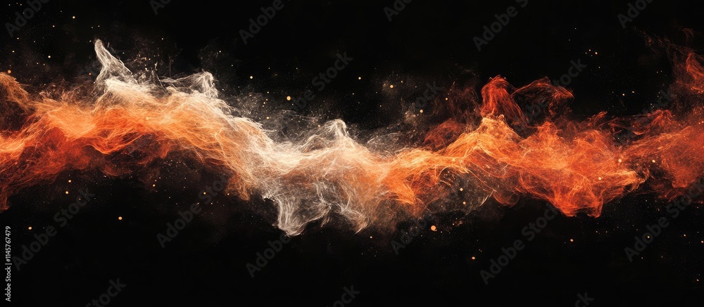 Poster vibrant and colorful abstract smoke and fire effects on a dark background creating a stunning visual