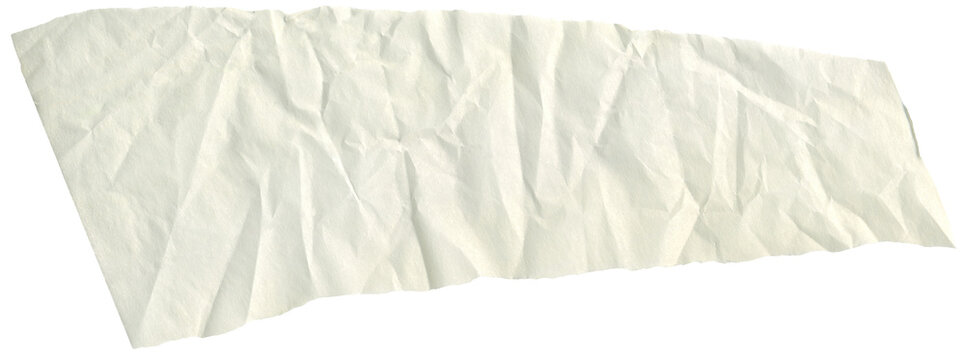 Realistic crumpled tracing paper. Beige, creamy, ivory rice washi paper for scrapbooking, paper collage making.