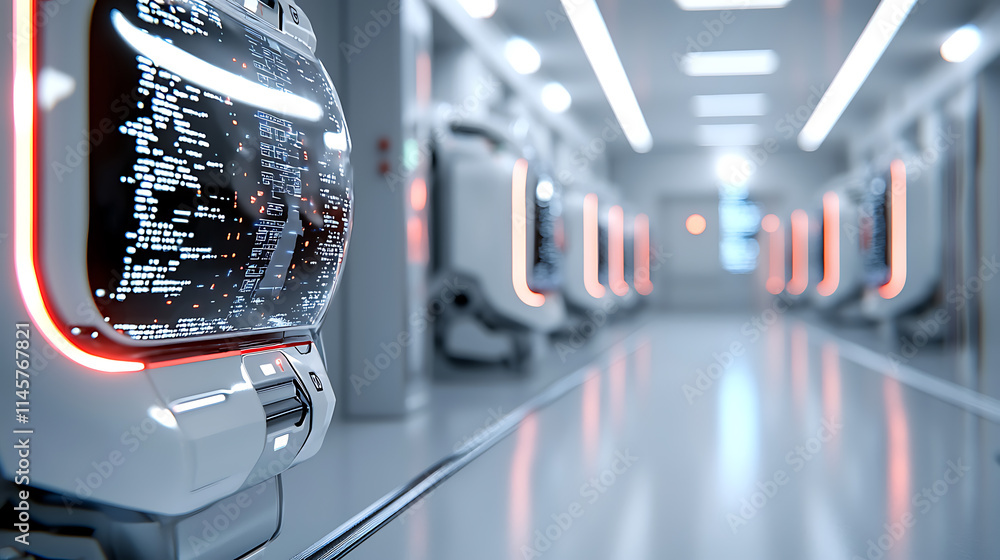 Aufkleber robotic systems monitoring operations futuristic laboratory digital technology clean environment clo