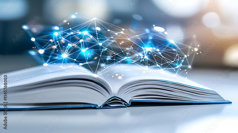 Poster exploring knowledge through books digital learning modern libraries educational insights virtual env