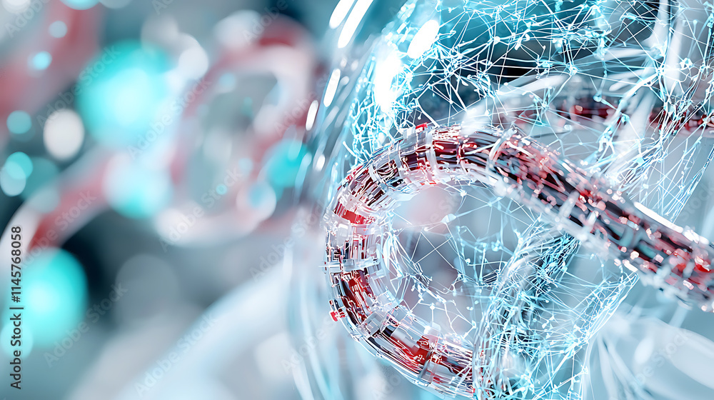 Poster exploring digital connectivity through abstract visualization virtual space infographic high-tech en
