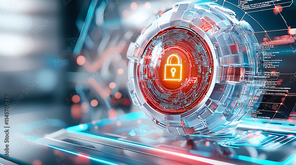 Poster secure digital data management technology hub infographic design virtual environment close-up cybers