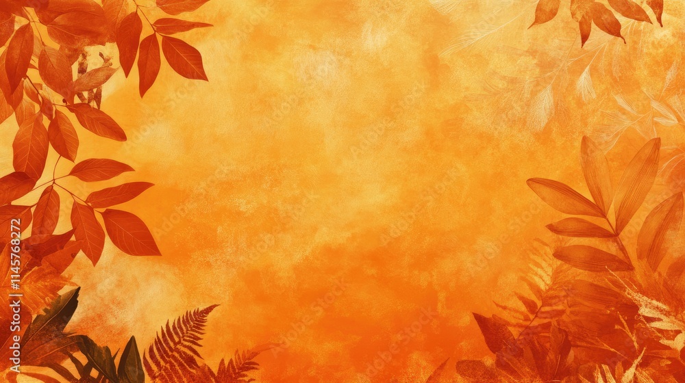 Poster orange leaf background with negative space for text ideal for design projects and templates featurin
