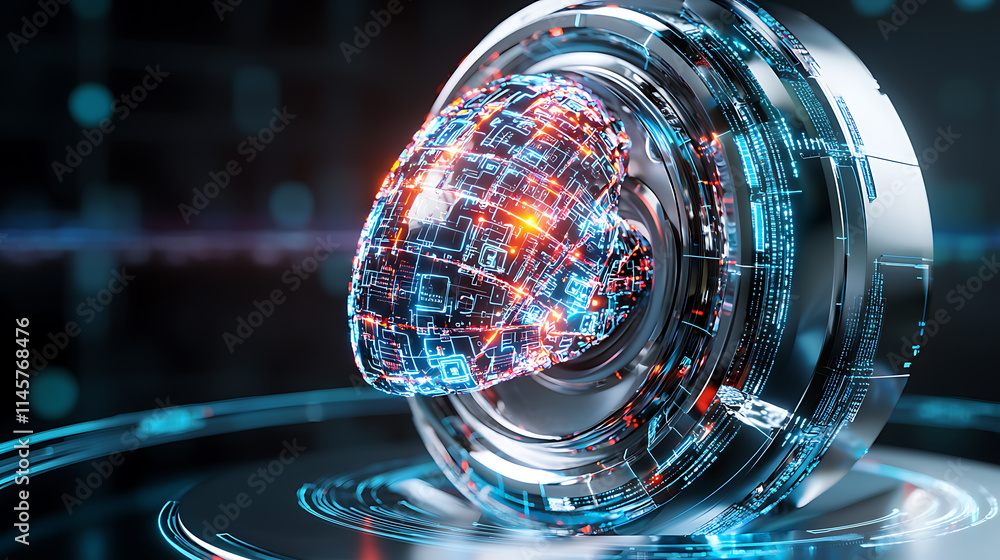 Poster ai brain simulation high-tech laboratory digital artwork futuristic environment close-up view concep