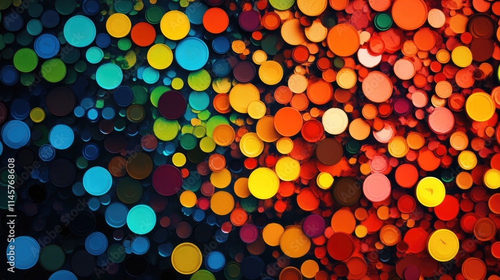 Poster vibrant abstract background of colorful circular shapes in varying sizes and rich tones for modern d