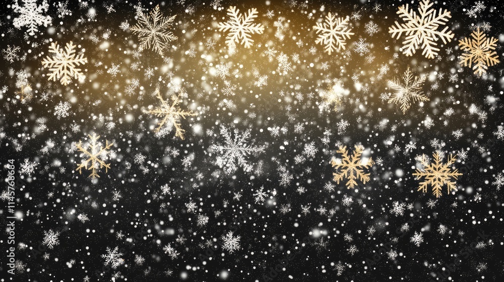 Aufkleber snowflakes gently falling against a dark background creating a serene winter atmosphere with sparkli