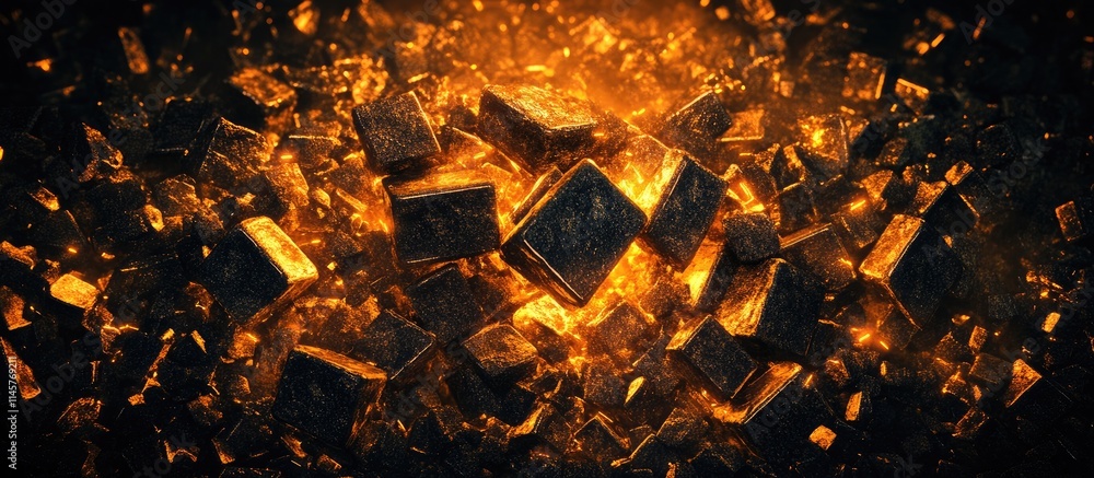 Aufkleber abstract glowing block shapes in dynamic motion representing energy and construction, symbolizing mo