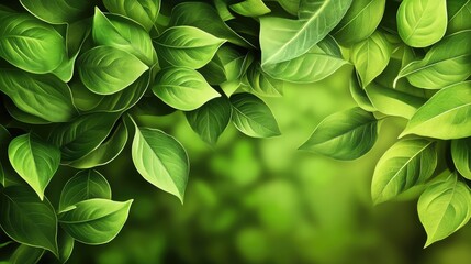 Obraz premium Vibrant green leaves creating a lush natural background ideal for organic or environmental themed designs