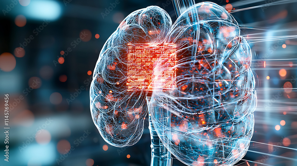 Poster exploring the intersection of technology and neuroscience the brain's digital evolution virtual lab 