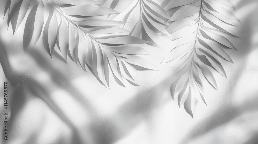 Poster elegant monochromatic leaf background with soft shadows and textures ideal for minimalist designs an