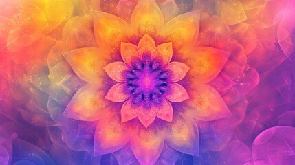 Obraz premium Vibrant summer mandala with floral or sun-inspired design, featuring space for adding text.
