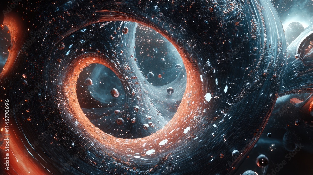 Poster abstract cosmic orbs swirling in a vibrant interstellar vortex with dynamic energy patterns and lumi