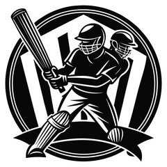 Cricket player logo design vector. Icon Symbol. Template Illustration