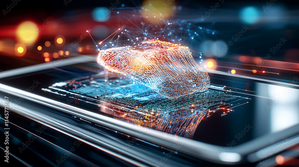 Poster innovative technology showcase digital interface 3d visualization futuristic environment close-up vi