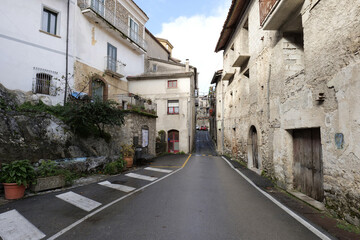 A small street in Corleto Monforte, an old town in the province of Salerno, Italy.