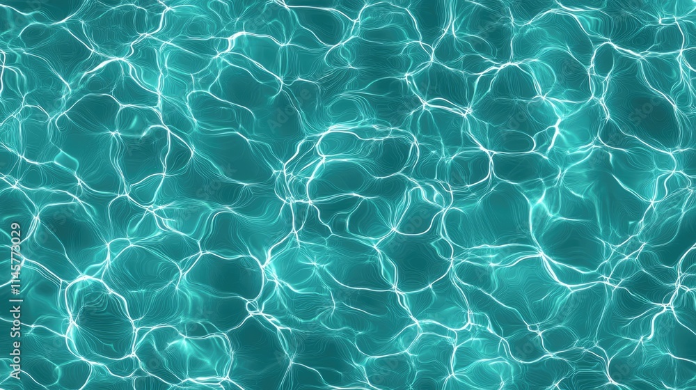 Poster rippled pattern of clear turquoise water surface with sunlight reflections creating an abstract aqua