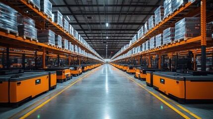 Obraz premium Warehouse with automated storage and organization.
