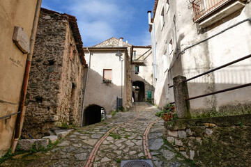 A small street in Corleto Monforte, an old town in the province of Salerno, Italy.