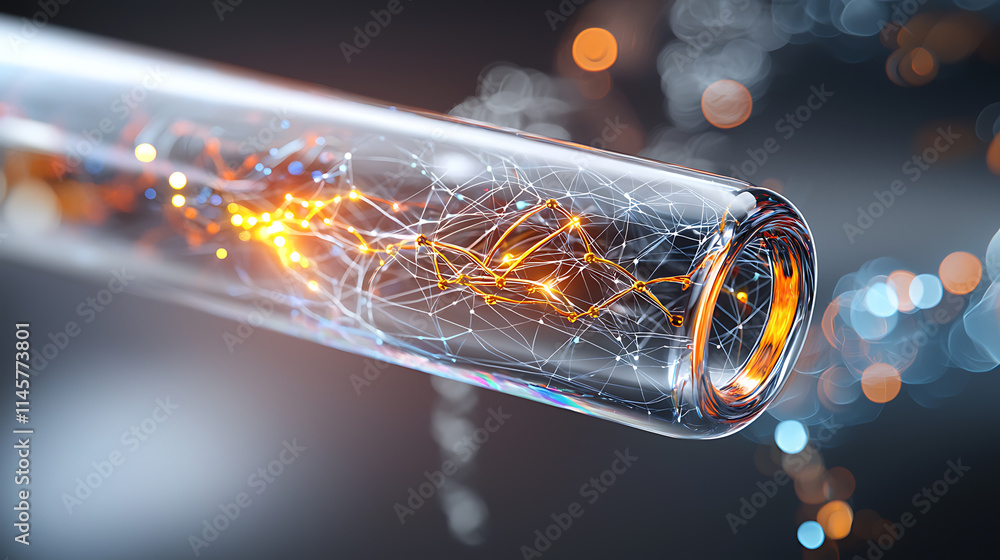 Poster exploring electric energy dynamics in a test tube laboratory setting digital visualization close-up 