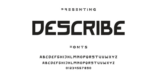 Creative geometric modern urban alphabet font. Digital abstract futuristic, fashion, sport, minimal technology typography.