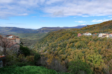 Fototapeta premium The landscape around Corleto Monforte, a small town in the province of Salerno, Italy.