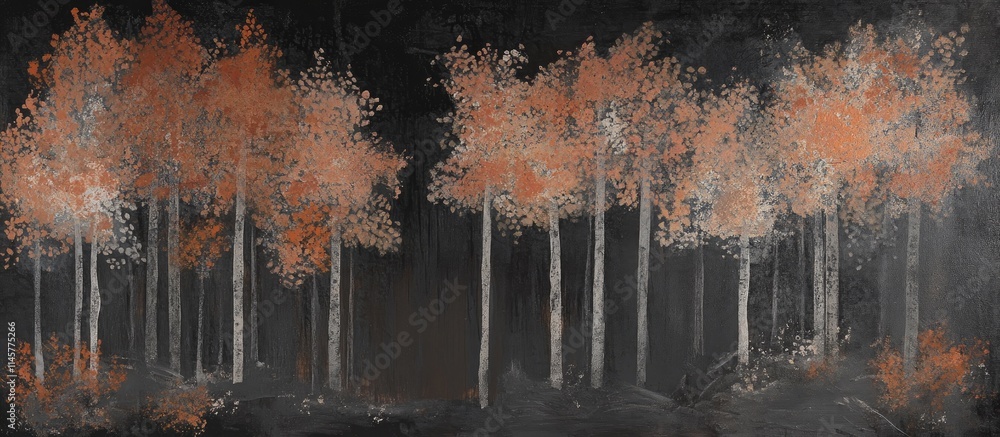 Aufkleber autumn foliage trees in a dark forest creating a serene and moody atmosphere for nature themed desig