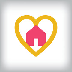 Creative heart home - real estate sign logo design. Vector flat style. Identity design for the company.