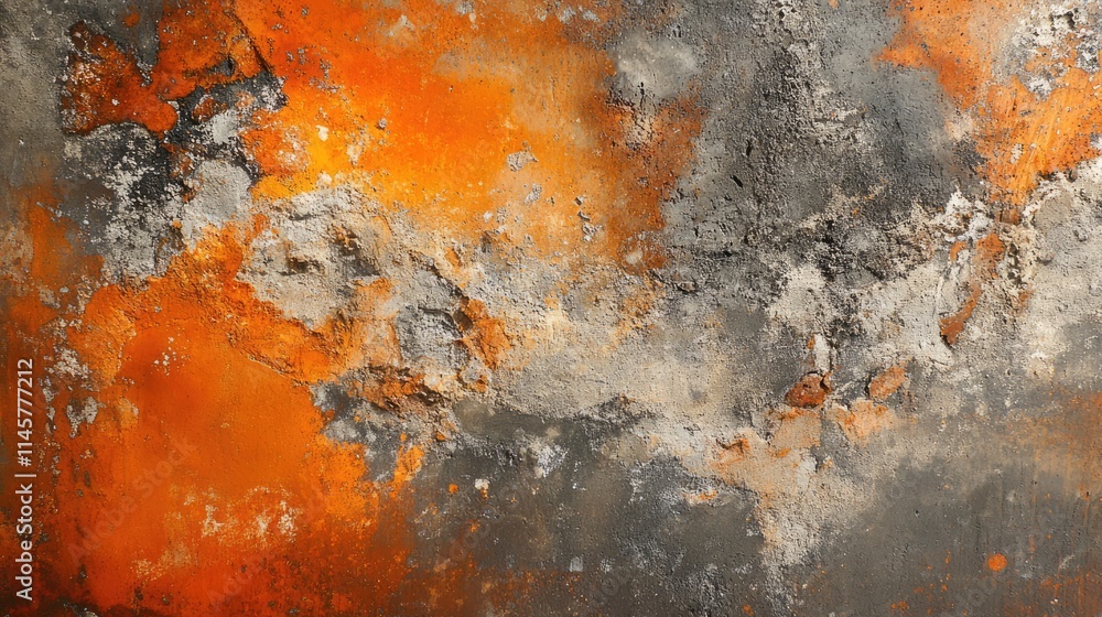 Poster abstract textured background featuring rough concrete with vibrant orange and gray tones ideal for d
