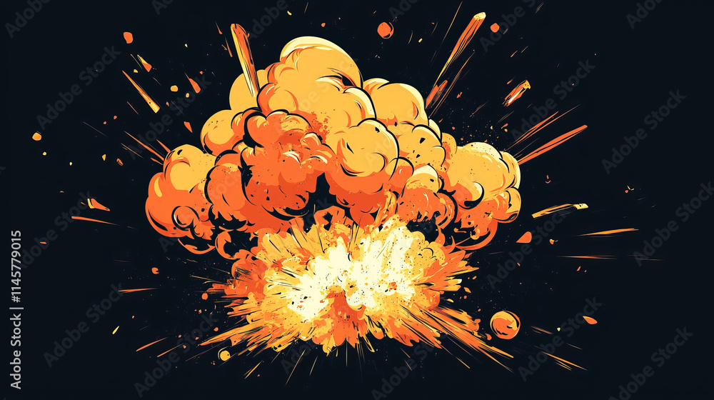 Poster animation sprite sheet of bomb explosion sequence. vector 2d cartoon set of blast effect from dynami